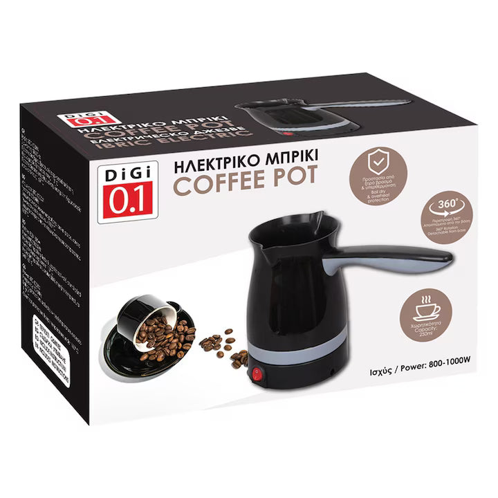 Ibric Electric , 0.1, Plastic Negru, Capacitate 0, 25L, 800-1000W, Rotire 360°