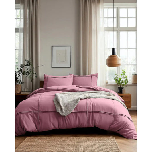 Husa de pilota Sleeptime Washed Tufted Old Pink 200x200/220 cm – microfibra moale, efect spalat, cu pliuri, 1 fata de perna inclusa
