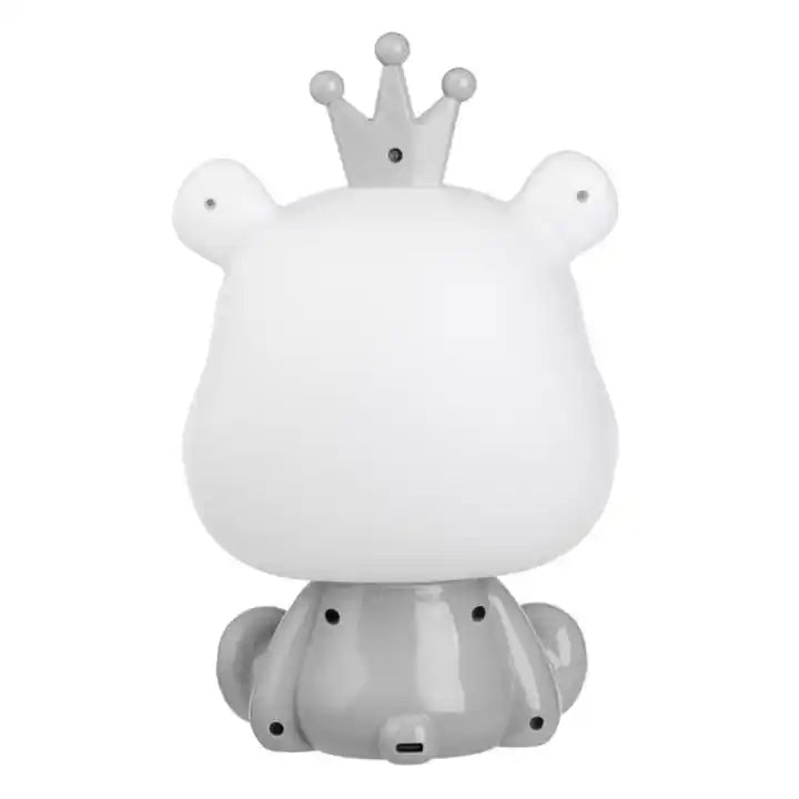 Lampa de veghe copii, model cu hipopotam, cablu USB, Alb/Gri