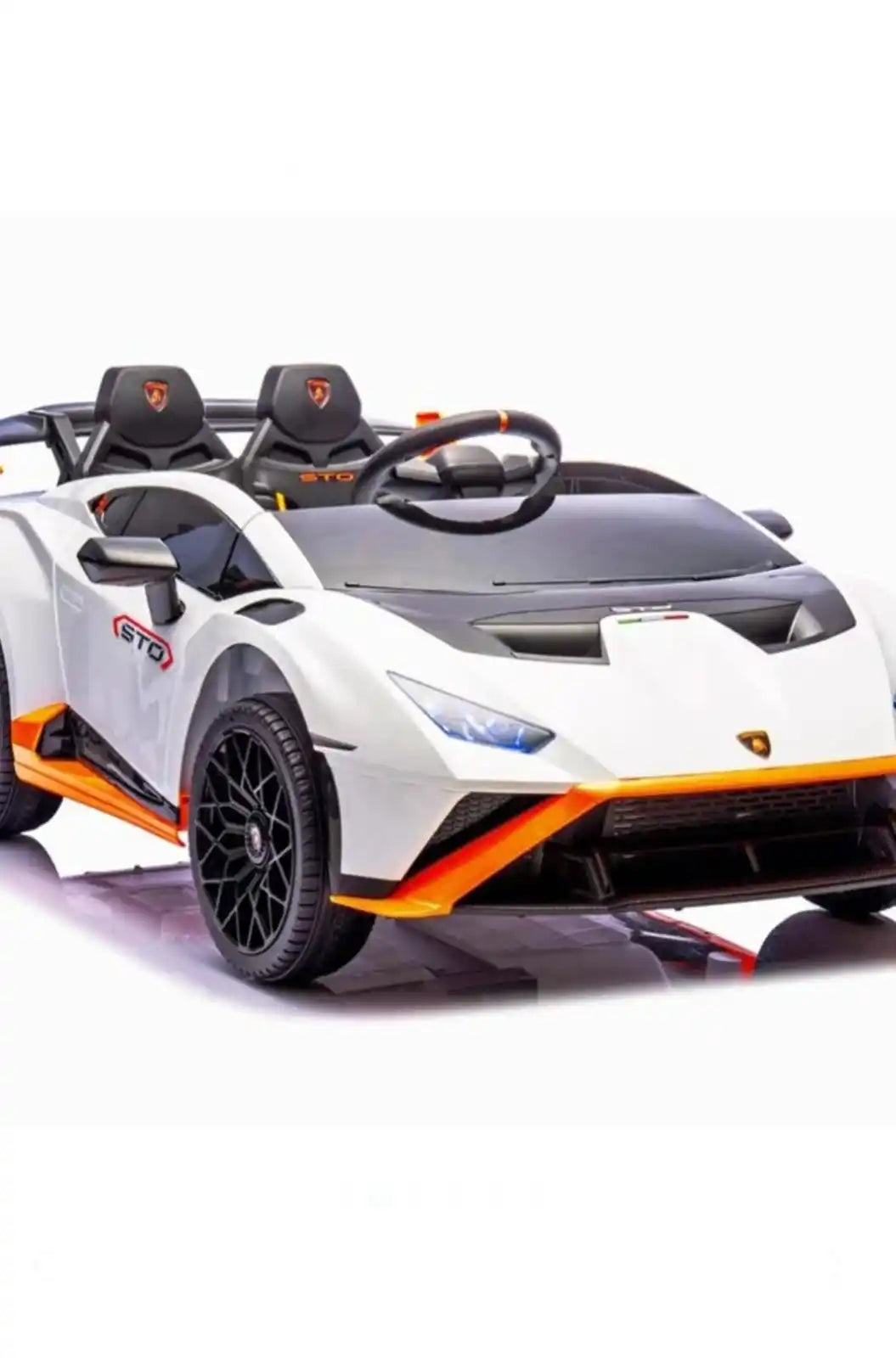Masinuta electrica cu functie drift Lamborghini Huracan STO, putere 2 x 110W, 12V, culoare alba