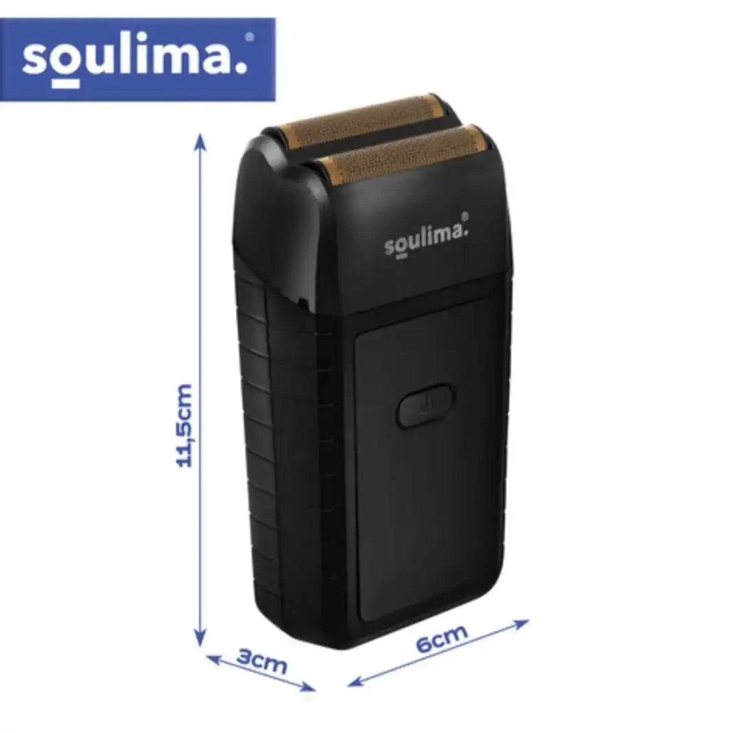 Aparat de Ras Electric Barba Soulima, USB-C, Afisaj LED, 2 Folii + 2 Lame Inox, Trimmer Barba Portabil, IPX4, 60 Min Autonomie, Husa Inclusa