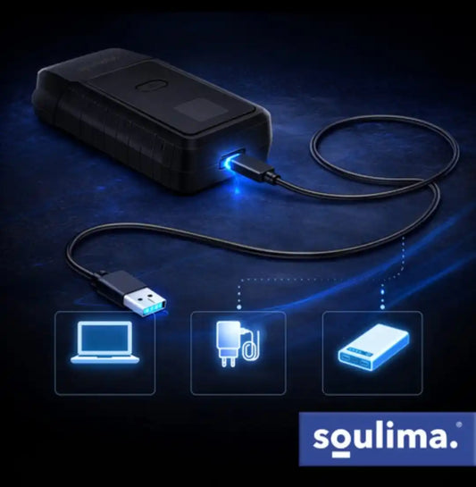 Aparat de Ras Electric Barba Soulima, USB-C, Afisaj LED, 2 Folii + 2 Lame Inox, Trimmer Barba Portabil, IPX4, 60 Min Autonomie, Husa Inclusa