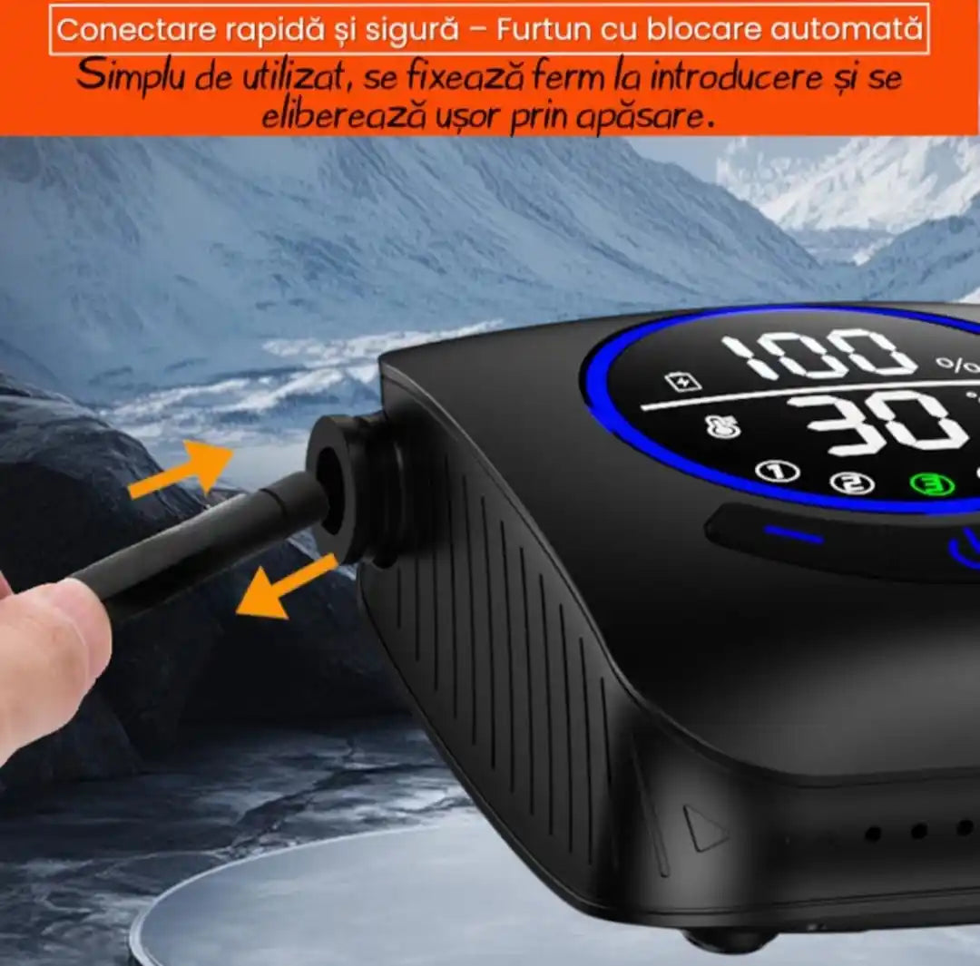 Dus Camping Portabil TRIZAND 8000mAh, Pompa Electrica USB, IPX8, 5 Trepte Presiune, 4 Moduri Jet, Afisaj LED, Dus Auto/Plaja/Gradina, 10L/min
