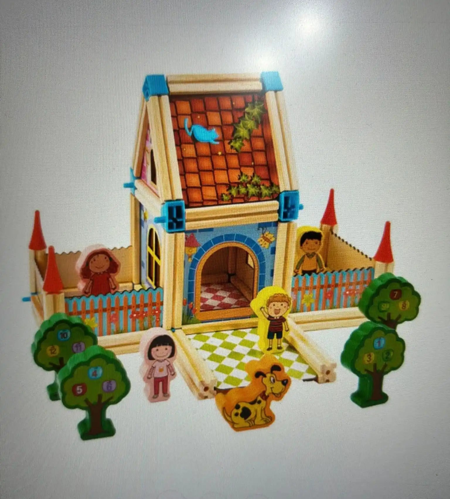 Set de construcție din lemn KRUZZEL, 268 piese, multicolor, 38x28x7,8cm