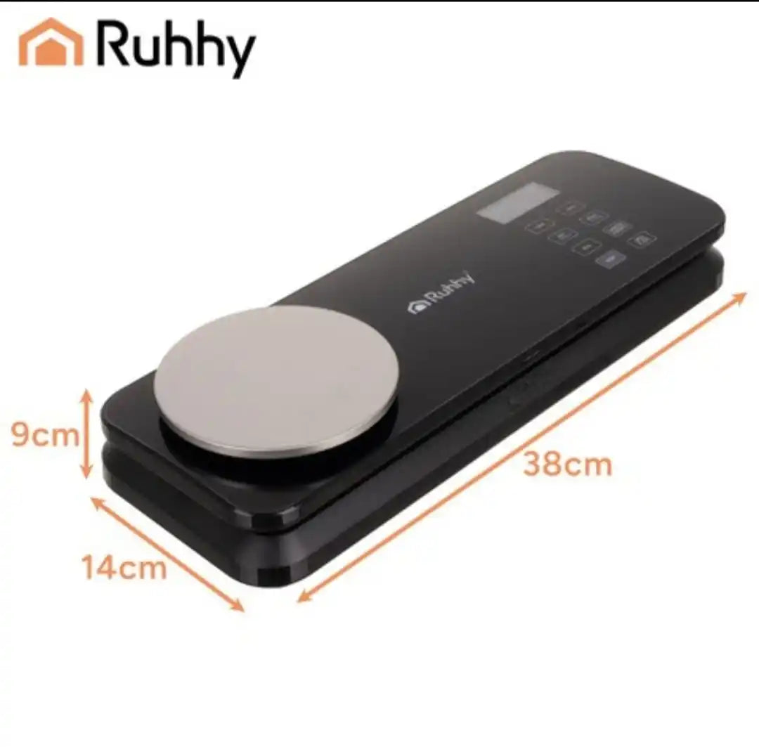 Aparat Vidat Alimente RUHHY 2 in 1 cu Cantar Digital, 120W, 80kPa, Pompa Dubla, Sigilare Pungi 30cm, Cutit Integrat, 6 Moduri, Vacuum Alimente Umede/Uscate, Negru