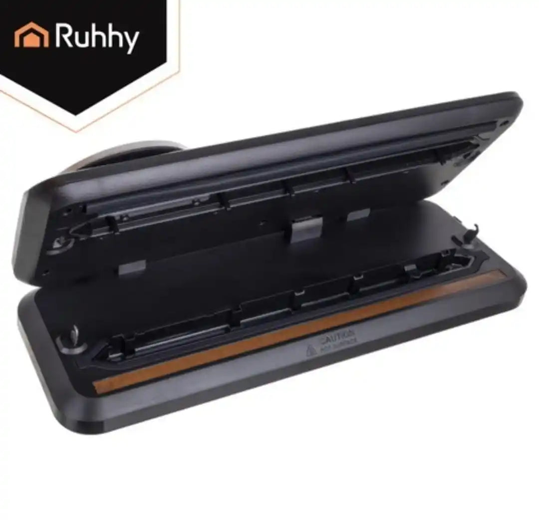 Aparat Vidat Alimente RUHHY 2 in 1 cu Cantar Digital, 120W, 80kPa, Pompa Dubla, Sigilare Pungi 30cm, Cutit Integrat, 6 Moduri, Vacuum Alimente Umede/Uscate, Negru