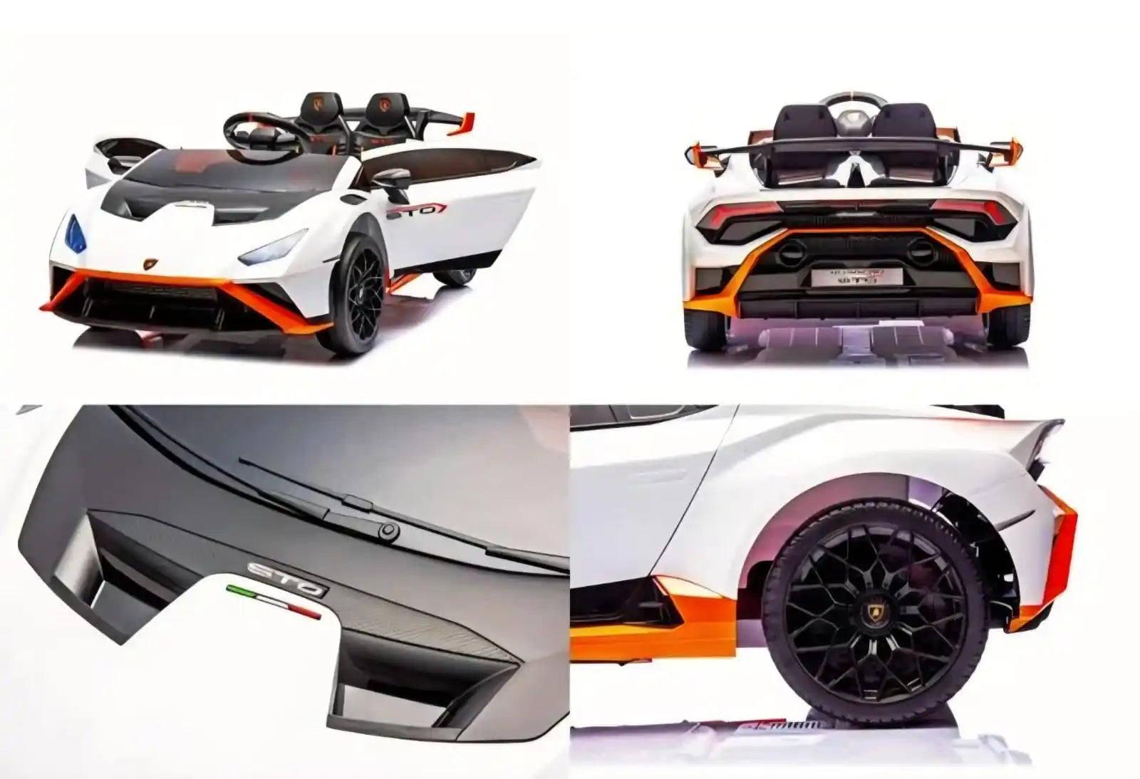 Masinuta electrica cu functie drift Lamborghini Huracan STO, putere 2 x 110W, 12V, culoare alba