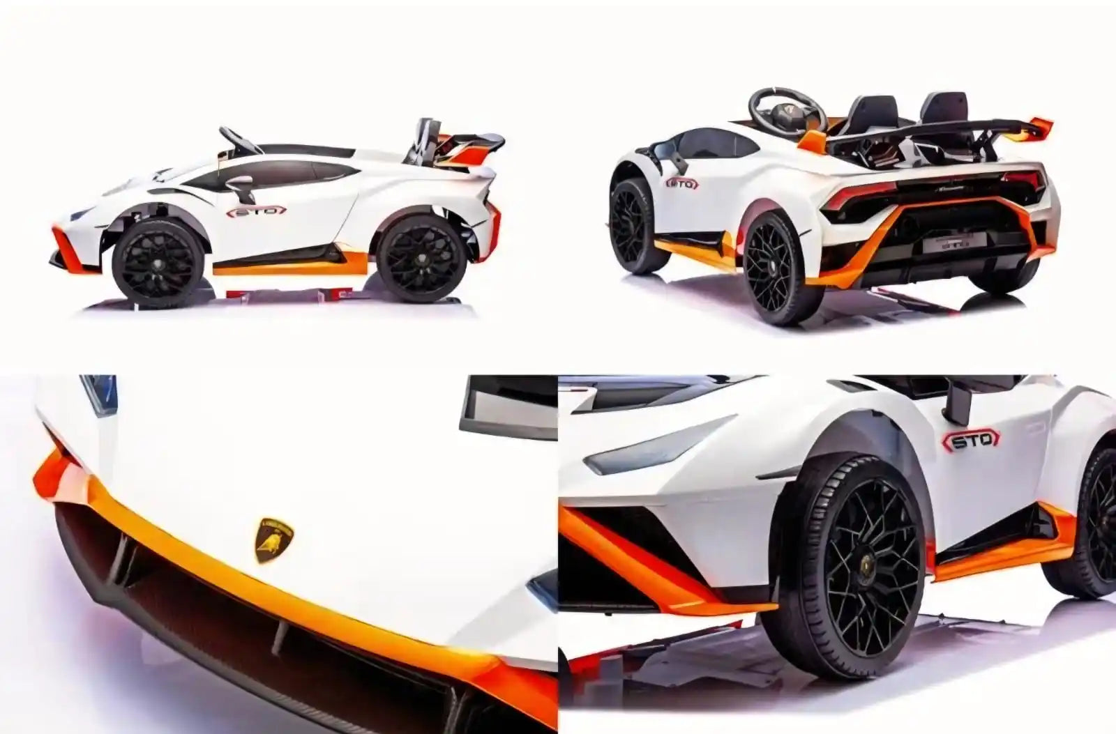 Masinuta electrica cu functie drift Lamborghini Huracan STO, putere 2 x 110W, 12V, culoare alba