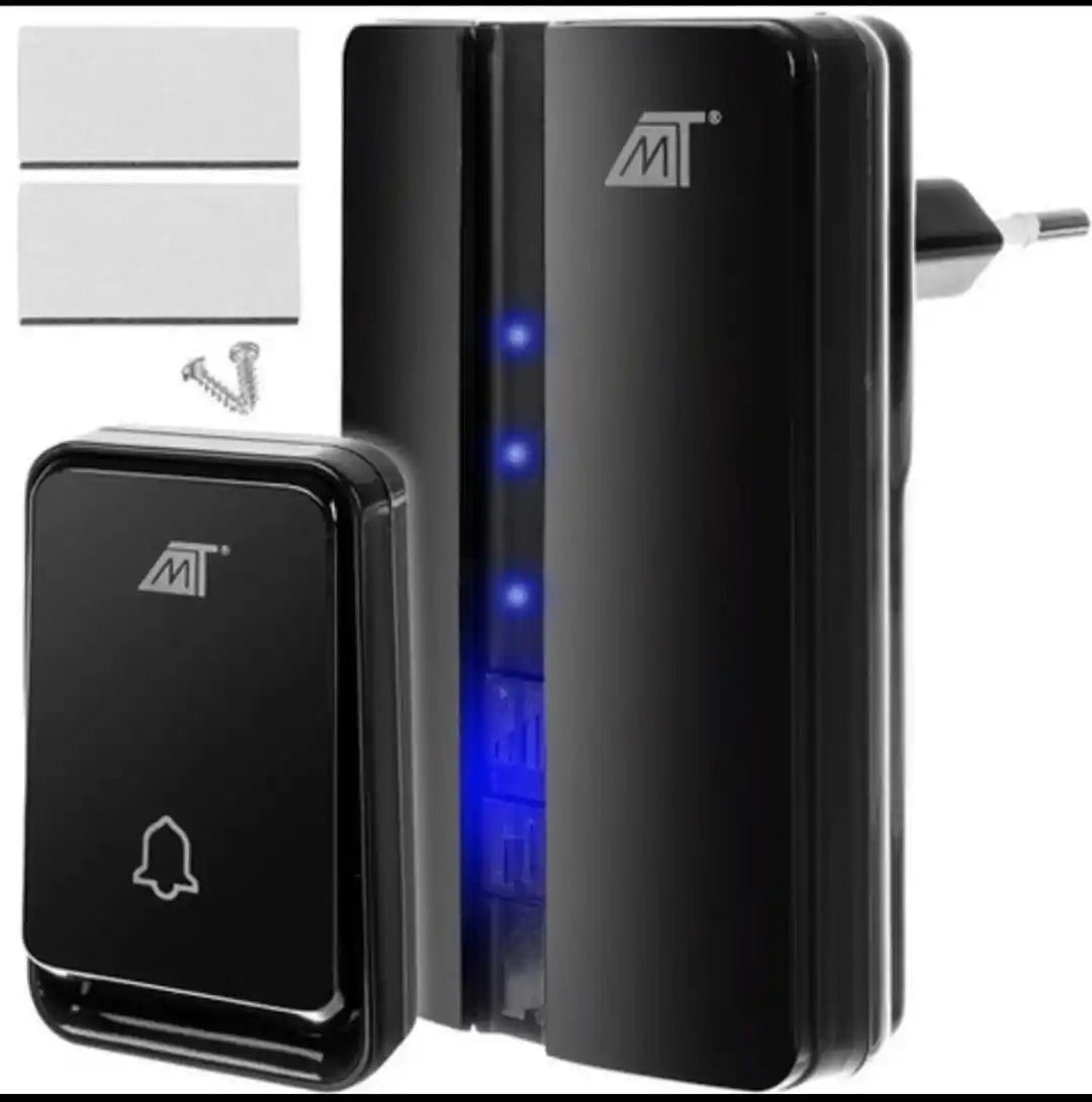 Sonerie Wireless Fara Fir Impermeabila IP44, 51 Tonuri, Volum Reglabil 90dB, Raza 15m, LED, Alimentare Priza, Montaj Usor, Negru
