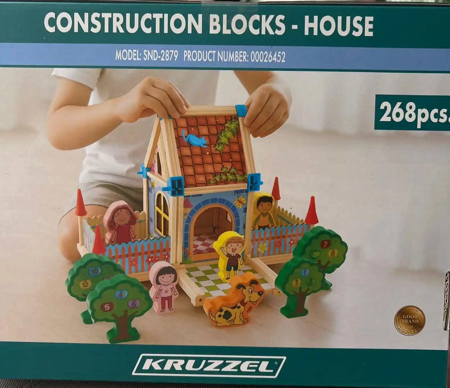 Set de construcție din lemn KRUZZEL, 268 piese, multicolor, 38x28x7,8cm