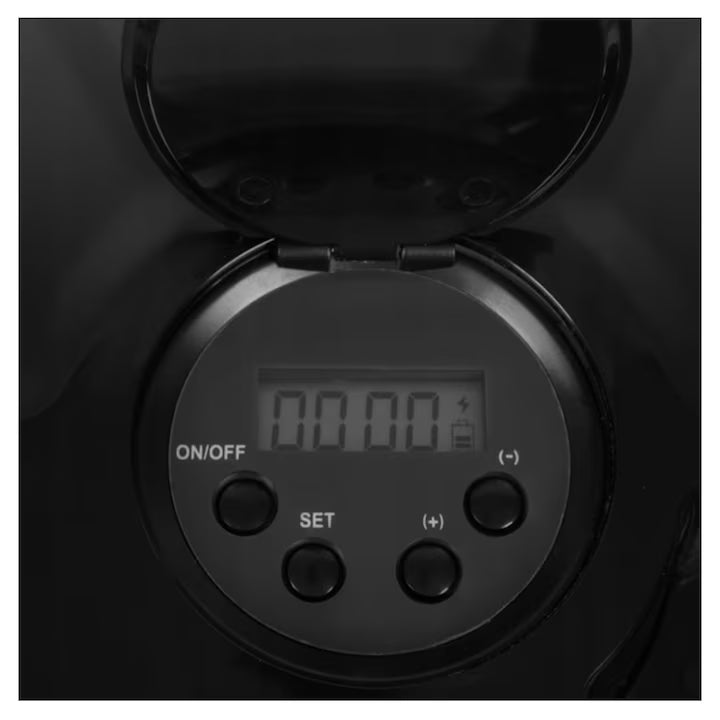 Dispenser Automat hrana animale Purlov, 30 cm, 900 ml, 6 compartimente, 6 programe, Negru