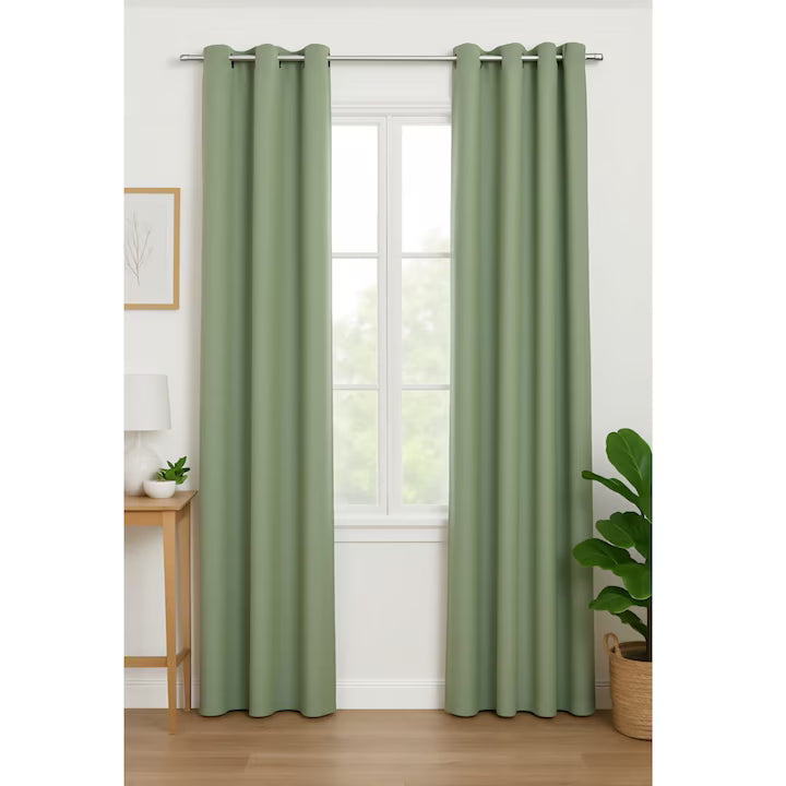 Draperie blackout 140x260 cm, verde celadon, din poliester gros, opaca si eleganta, ideala pentru living sau dormitor