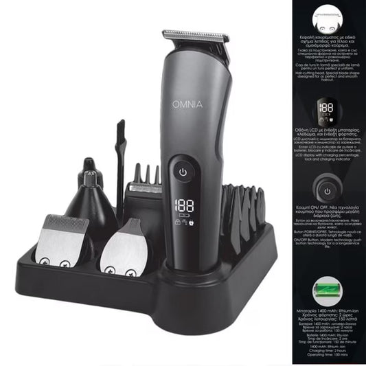 Set Tuns si Ras, Omnia, 11 in 1, Ecran LCD, Baterie Litiu 1400mAh, Gri