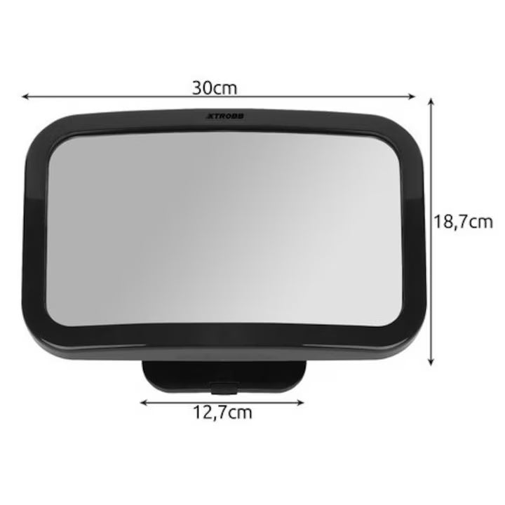Oglinda Auto pentru Supravegherea Bebelusilor, Reglabila 360°, 4 Curele de Fixare, Oglinda Acrilica Antispargere, Siguranta Maxima in Masina