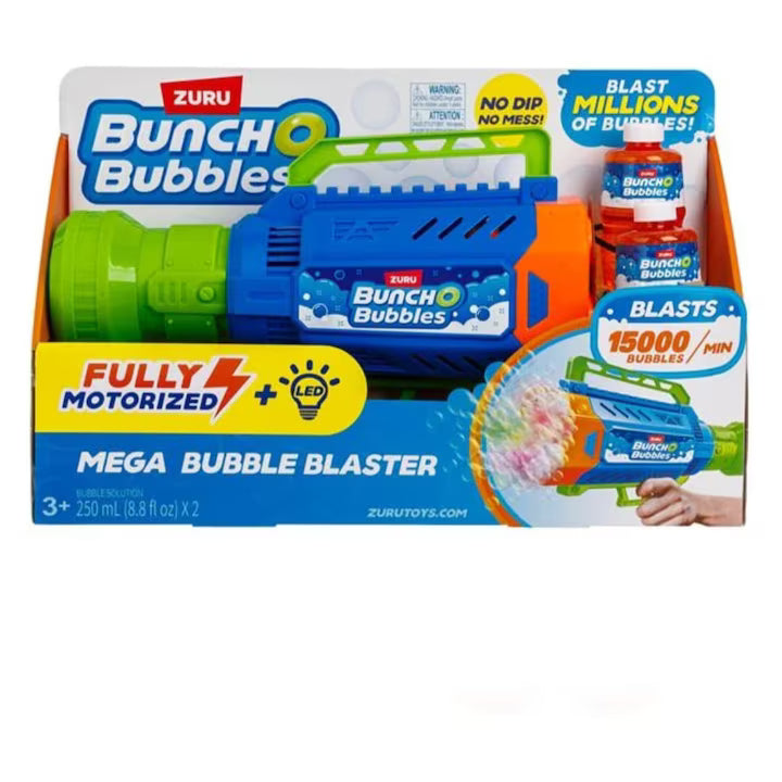 Mitraliera Baloane de Sapun cu LED, 15000 Bule/Minut, 2x Solutie 250ml, Jucarie Copii 3+ Ani, Unisex, Multicolor