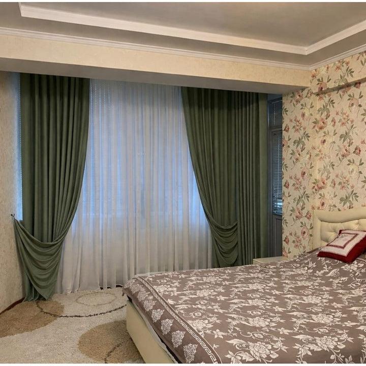 Draperie blackout 140x260 cm, verde celadon, din poliester gros, opaca si eleganta, ideala pentru living sau dormitor