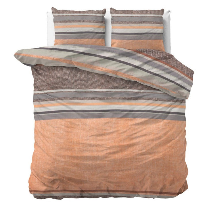 Husa de pilota Sonta Orange, 200x220 cm, 2 fete de perna 60x70 cm, bumbac 80% + poliester 20%, dublu imprimeu, antialergica, 150 GSM