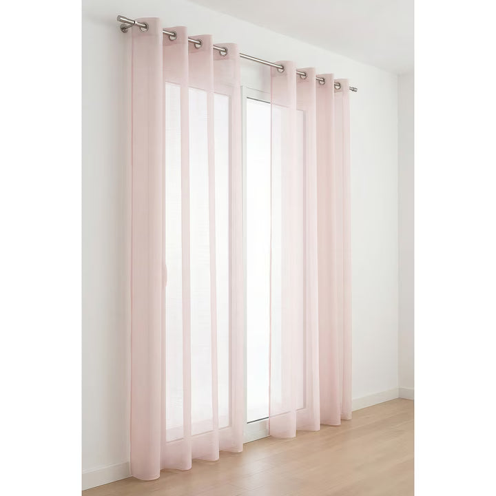 Perdea Louis, roz pastel, 140x240cm, material transparent, usor de intretinut