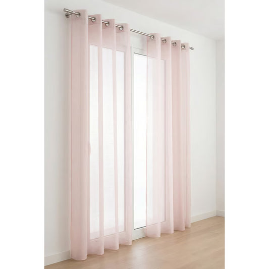 Perdea Louis, roz pastel, 140x240cm, material transparent, usor de intretinut