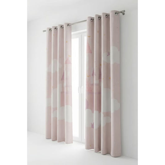 Draperie opaca 135x260, roz deschis cu catarama decorativa, premium