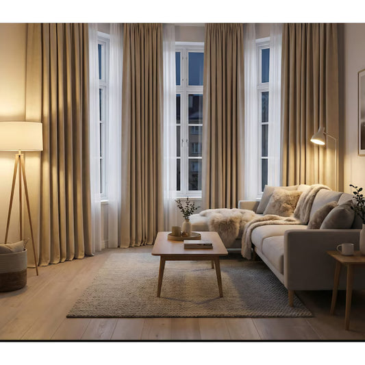 Draperie Premium blackout bej, 140x260cm, opaca, textura de in