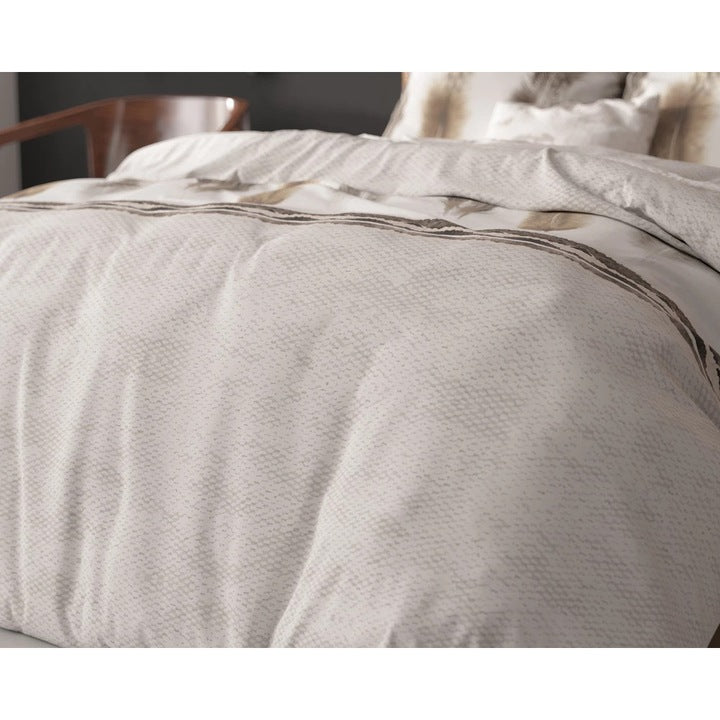 Husa de pilota Sleeptime Elegance Feathers 3 Gri 200x220 cm, 2 fete de perna 60x70 cm, 80% bumbac 20% poliester, reversibila, antialergica, 150 GSM