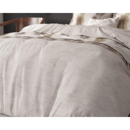 Husa de pilota Sleeptime Elegance Feathers 3 Gri 200x220 cm, 2 fete de perna 60x70 cm, 80% bumbac 20% poliester, reversibila, antialergica, 150 GSM