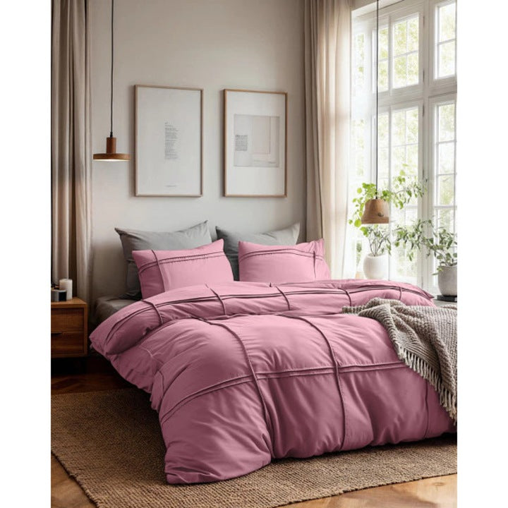 Husa de pilota Sleeptime Washed Tufted Old Pink 140x200/220 cm – microfibra moale, efect spalat, cu pliuri, 1 fata de perna inclusa