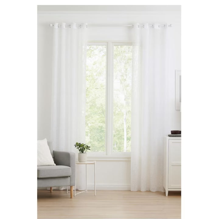 Perdea din etamina alba 140x240 cm, cu catarama decorativa, premium