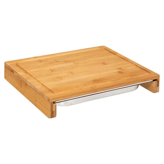 Tocator Ideal Bambus Premium cu tava, 35 x 28 cm, Maro