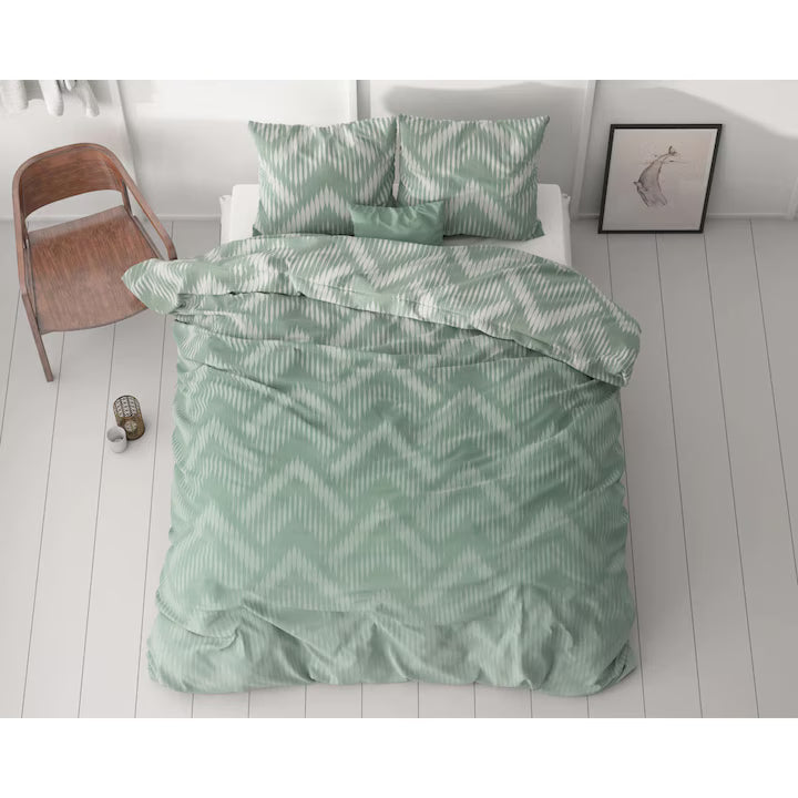 Set husa de pilota, Sleeptime, Wavey Shades Green, 2 piese, 140x220 cm, antialergen, microfibra