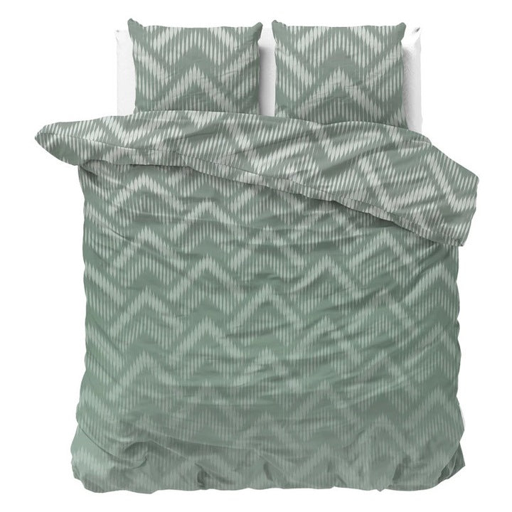 Husa de pilota Sleeptime Classy Wavey Shades Green, 200x200/220 cm, 2 fete de perna 60x70 cm, microfibra moale, antialergica, lavabila la 40°C