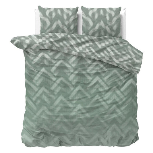 Husa de pilota Sleeptime Classy Wavey Shades Green, 200x200/220 cm, 2 fete de perna 60x70 cm, microfibra moale, antialergica, lavabila la 40°C