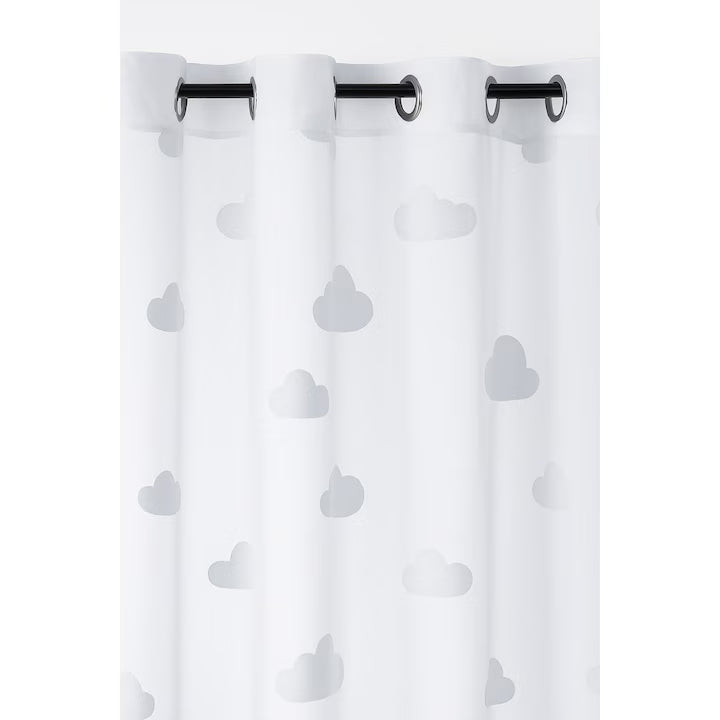 Perdea alba cu nori din etamina decorativa, 140x240 cm, design elegant