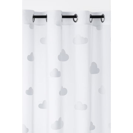 Perdea alba cu nori din etamina decorativa, 140x240 cm, design elegant