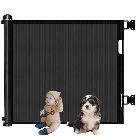 Poarta, plasa, de siguranta, protectie copii, retractabila, negru, 13x160x85 cm, Ruhhy