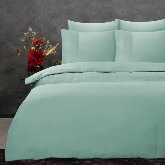 Husa de pilota Sleeptime Valencia Verde Menta 200x220 cm, 2 fete de perna 60x70 cm, 100% microfibra, design gofrat, antialergica, 75 GSM