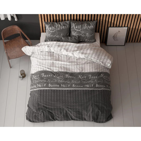 Husa pilota Sleeptime Bonne Nuit 4 antracit 200x220 cm, bumbac 80% si poliester 20%, imprimeu dublu, antialergica, 2 fete de perna incluse