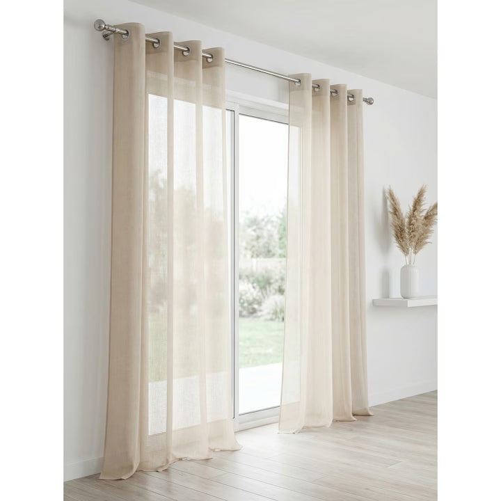 Perdea Bej 140x240 cm, eleganta, fina si semitransparenta, ideala pentru living sau dormitor