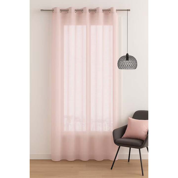 Perdea Louis, roz pastel, 140x240cm, material transparent, usor de intretinut