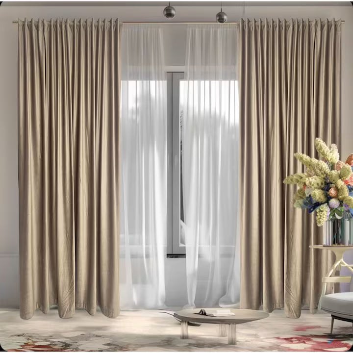 Draperie Premium blackout bej, 140x260cm, opaca, textura de in