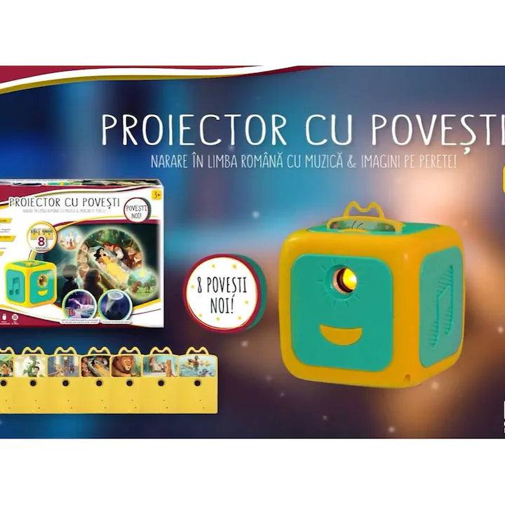 Proiector cu povesti 2026, cu muzica pentru copii, in limba Romana, 8 Discuri
