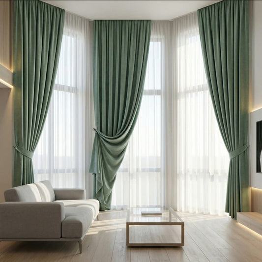 Draperie blackout 140x260 cm, verde celadon, din poliester gros, opaca si eleganta, ideala pentru living sau dormitor