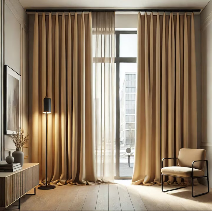 Draperie Premium blackout bej, 140x260cm, opaca, textura de in