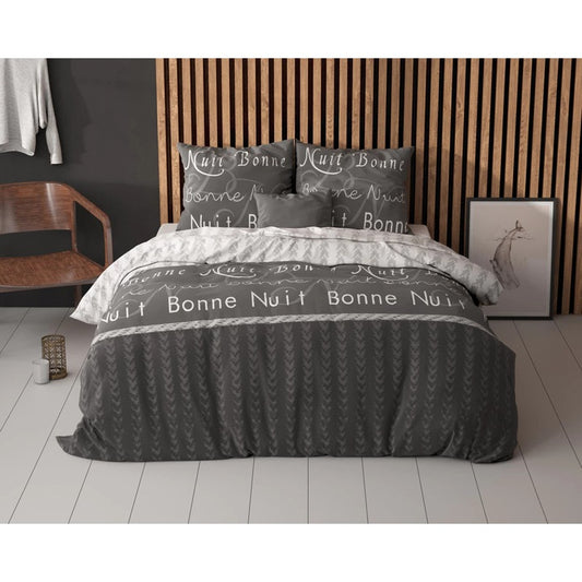 Husa pilota Sleeptime Bonne Nuit 4 antracit 200x220 cm, bumbac 80% si poliester 20%, imprimeu dublu, antialergica, 2 fete de perna incluse