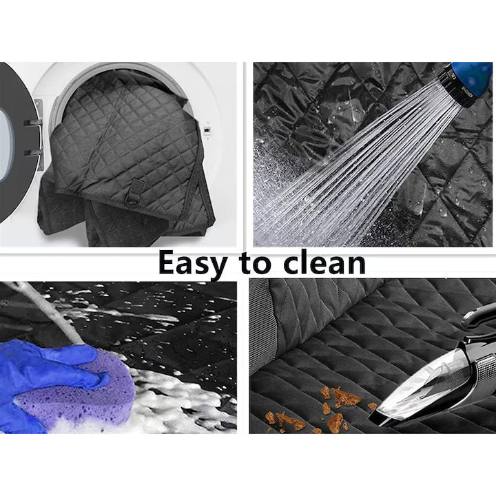 Husa de protectie impermeabila pentru bancheta auto, pentru transport animale de companie, cu plasa de siguranta, buzunare si laterale cu fermoar, negru, 140 x 209 cm
