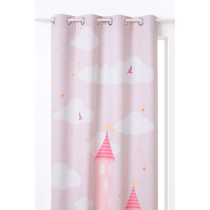 Draperie opaca 135x260, roz deschis cu catarama decorativa, premium