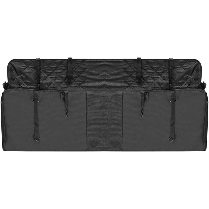 Husa de protectie impermeabila pentru bancheta auto, pentru transport animale de companie, cu plasa de siguranta, buzunare si laterale cu fermoar, negru, 140 x 209 cm
