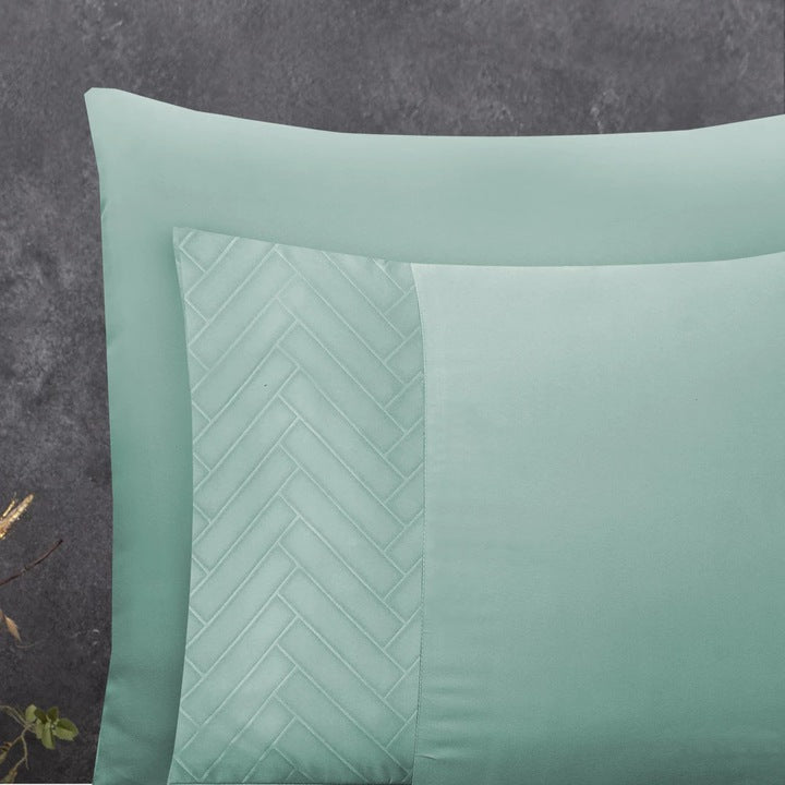 Husa de pilota Sleeptime Valencia Verde Menta 200x220 cm, 2 fete de perna 60x70 cm, 100% microfibra, design gofrat, antialergica, 75 GSM