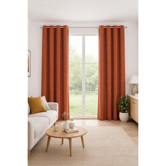 Draperie blackout Atmosphera, 140x260 cm, cu Inele, material Poliester, culoare Teracota